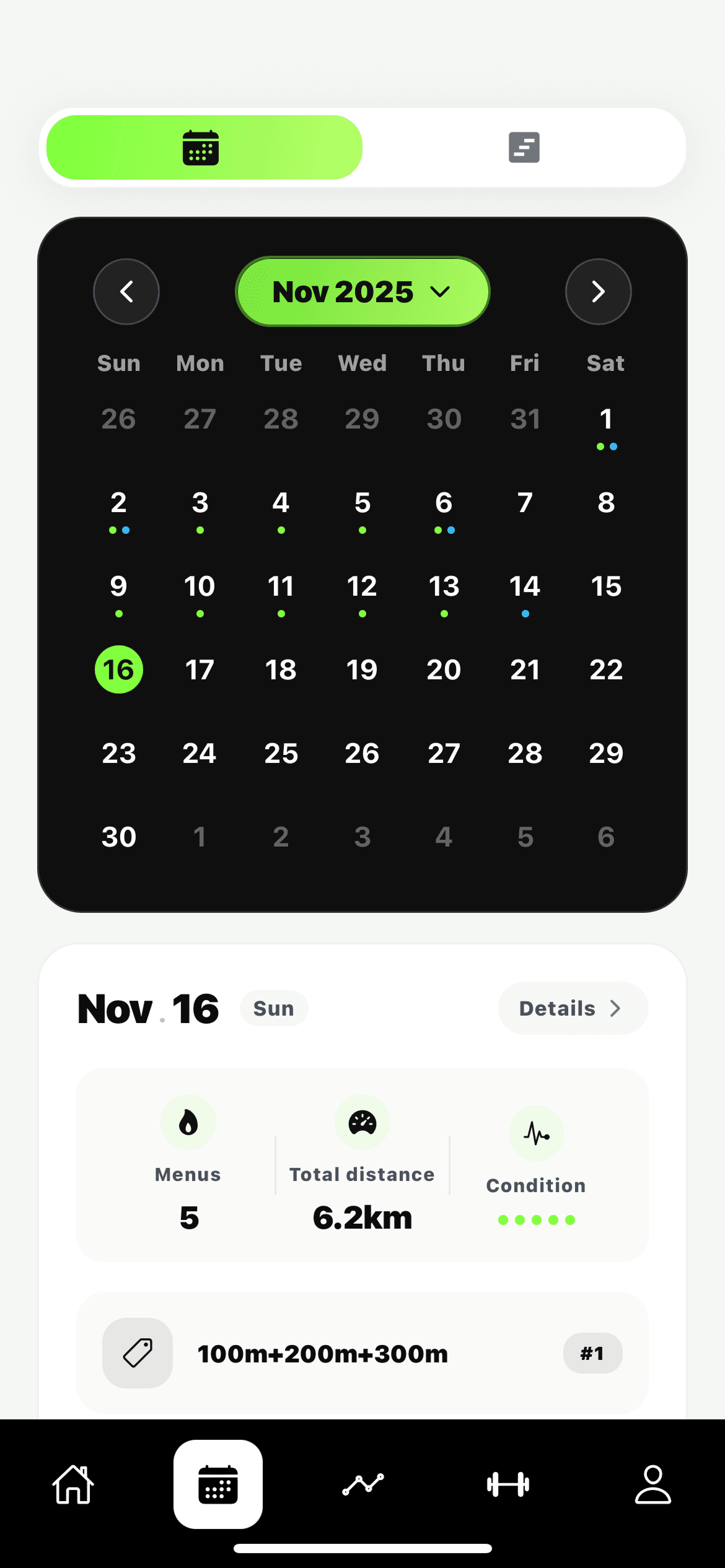 Calendar view