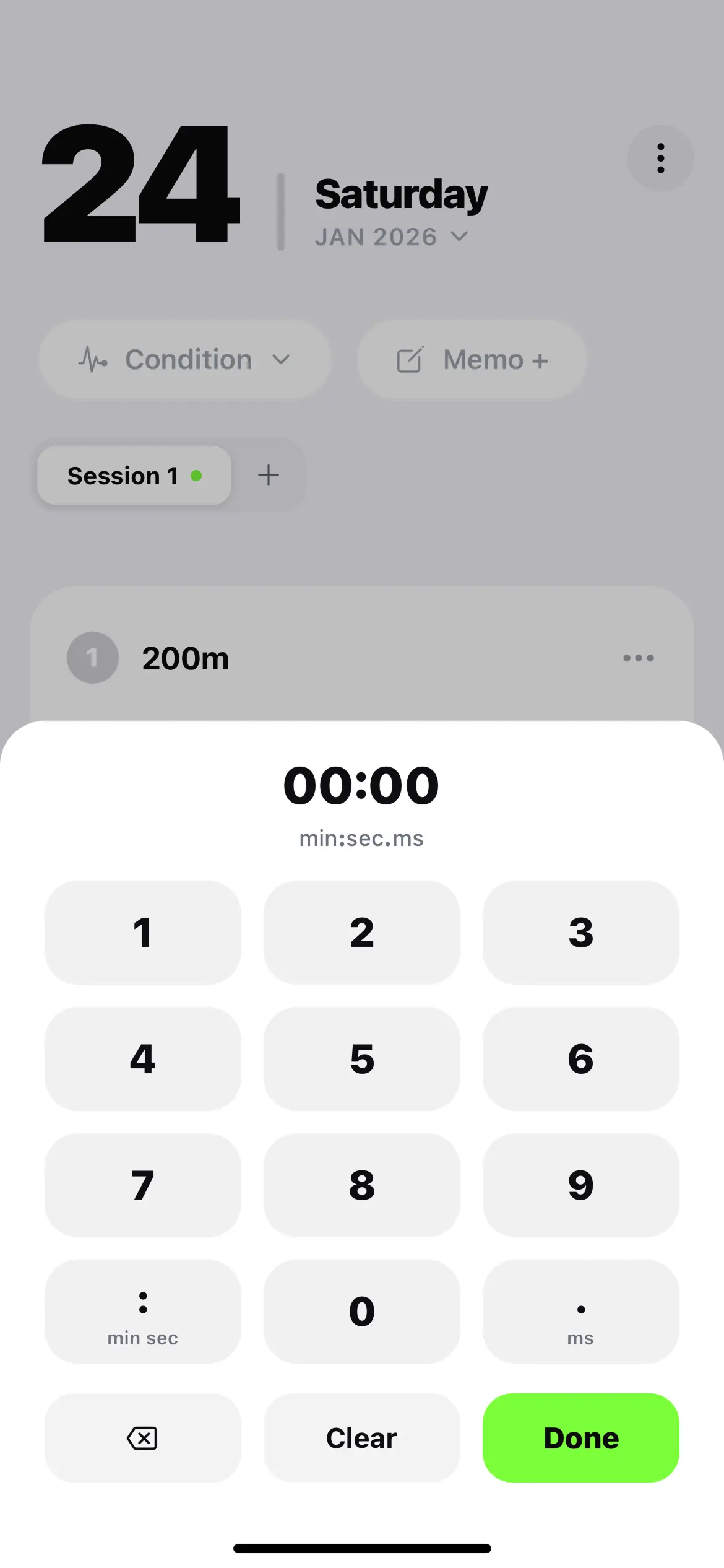 Time entry keyboard
